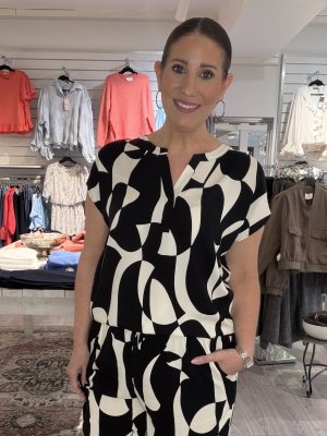 Zoom bild av Chanise - Mönstrad topp - Svart/Creme