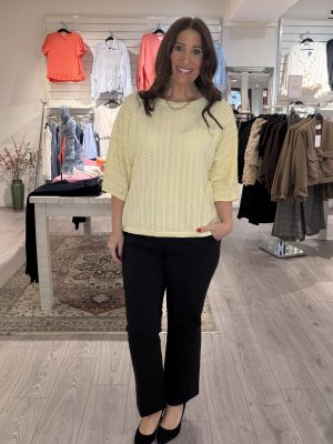 Zoom bild av Anne - Stickad topp med trekvartsärm - Gul
