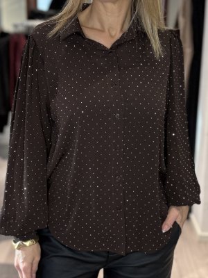 Liv - Blus med glitter - Brun