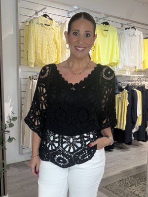 Zoom bild av Jenny - Virkad topp - Svart - One Size