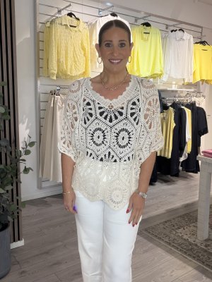Zoom bild av Jenny - Virkad topp - Beige - One Size