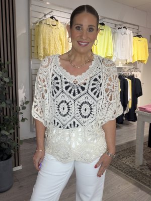 Zoom bild av Jenny - Virkad topp - Beige - One Size