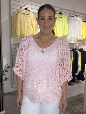 Zoom bild av Jenny - Virkad topp - Rosa - One Size