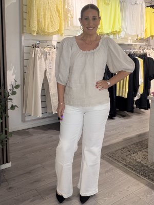 Zoom bild av CF - Tessie - Linnetopp med resår i halsen - Beige