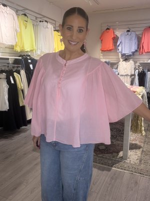 Zoom bild av Mirja - Bomullsblus med knappar - Rosa - One Size