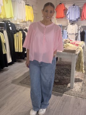 Zoom bild av Mirja - Bomullsblus med knappar - Rosa - One Size