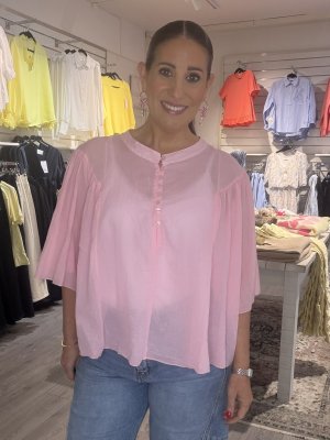 Zoom bild av Mirja - Bomullsblus med knappar - Rosa - One Size