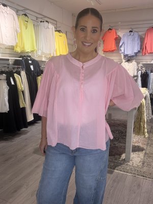 Zoom bild av Mirja - Bomullsblus med knappar - Rosa - One Size