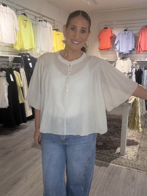 Zoom bild av Mirja - Bomullsblus med knappar - Beige - One Size