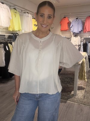 Zoom bild av Mirja - Bomullsblus med knappar - Beige - One Size