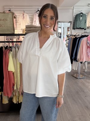 Zoom bild av Kamelia - Blus med ballongärm - Vit