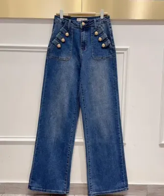 Summer - Jeans med guldknappar - Mellan denim