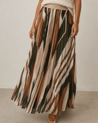 Zoom bild av Kamilla - Plisserad kjol med print - Khaki - One Size