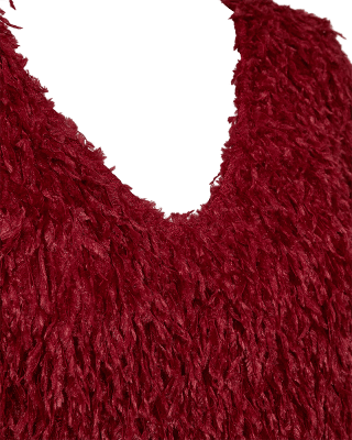 Nola - V-ringad topp med fjädrar - Röd