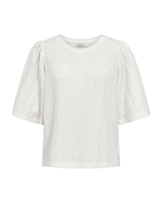 Zoom bild av Kiona - Topp med broderat hålmönster - Offwhite