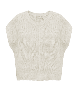 Zoom bild av Stickad härlig väst - Ljusbeige
