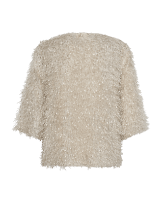 Zoom bild av Flonella - spetsblus med fransar - Ljusbeige - Svart