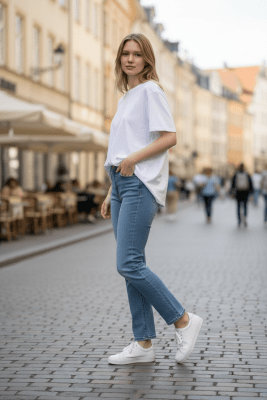 Zoom bild av Pamela - Jeans straight - Ljus denim