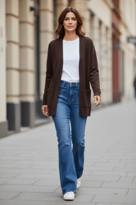 Zoom bild av Agnes - Cardigan med fickor - Brun