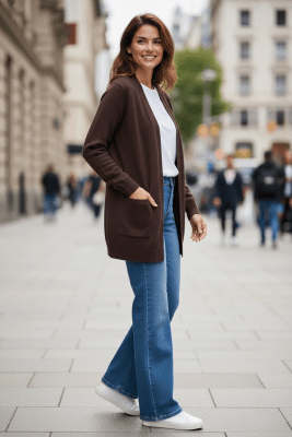 Zoom bild av Agnes - Cardigan med fickor - Brun