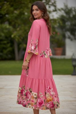 Zoom bild av Riona - Volangklänningar med knappar - Rosa - One Size