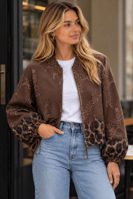 Zoom bild av Leonore - Jacka med leoparder - Brun