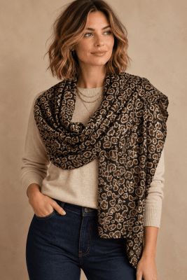 Zoom bild av Jossan - Leopardmönstrad scarf - Svart