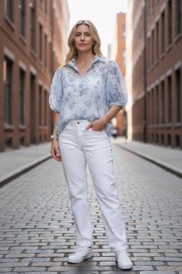 Zoom bild av Romantisk och luftig blus - Blå